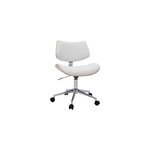 Chaise de bureau � roulettes blanc, bois clair ch�ne et m�tal malmo