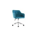 Chaise de bureau � roulettes capitonn�e en tissu bleu canard baltik