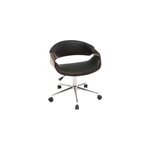 Chaise de bureau � roulettes noir bois fonc� noyer et acier chrom� aramis