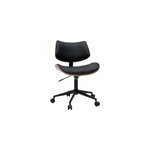 Chaise de bureau � roulettes noir, bois fonc� noyer et m�tal noir malmo