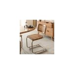 Chaise cantilever en bois d'acacia et cannage (lot de 2)
