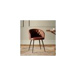 Chaise en cuir de buffle marron et pieds en mtal noir - anatole