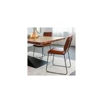 Chaise cuir marron et mtal (lot de 2)