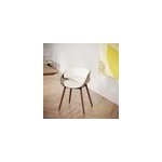 Chaise en cuir synthtique blanc et bois plaqu noyer - polo