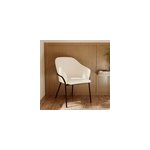Chaise effet laine bouclette blanche et pieds en mtal - toscane
