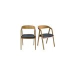 Chaises empilables en bois clair ch�ne et assises noires (lot de 2) lova