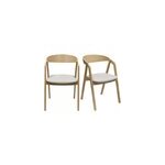 Chaises empilables en bois clair ch�ne et tissu beige (lot de 2) lova