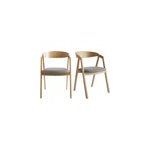 Chaises empilables en bois clair ch�ne et tissu gris (lot de 2) lova