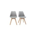 Chaises gris et bois clair massif (lot de 2) pauline