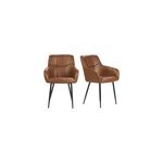 Chaises matelass�es marron et m�tal noir (lot de 2) montero