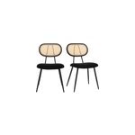 Chaises noires en tissu velours, m�tal et cannage rotin (lot de 2) swann