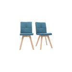 Chaises en tissu bleu et bois clair (lot de 2) thea