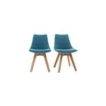 Chaises en tissu bleu canard et bois clair (lot de 2) matilde