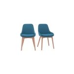 Chaises en tissu bleu canard et bois clair massif (lot de 2) holo