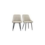 Chaises en tissu chenille beige et mtal noir (lot de 2) hasta