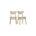 Chaises en tissu effet laine boucl�e beige et bois clair (lot de 2) maya