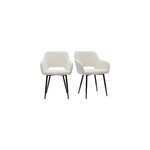 Chaises en tissu effet laine boucle blanc cass (lot de 2) laurette