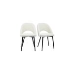 Chaises en tissu effet laine boucl�e blanc et m�tal noir (lot de 2) cosette