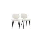 Chaises en tissu effet laine boucl�e blanc et m�tal noir (lot de 2) tobias