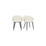 Chaises en tissu effet laine boucl�e �cru et m�tal noir (lot de 2) rosalie