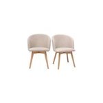 Chaises en tissu effet velours beige et bois clair (lot de 2) vanity