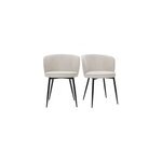 Chaises en tissu effet velours beige et mtal noir (lot de 2) serif