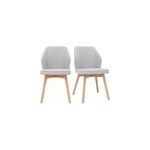 Chaises en tissu effet velours gris et bois clair (lot de 2) fanette