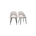 Chaises en tissu effet velours textur� beige et m�tal noir (lot de 2) cosette