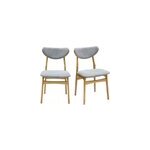 Chaises en tissu effet velours textur� gris chin� et bois clair (lot de 2) maya