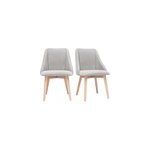 Chaises en tissu effet velours textur� gris clair (lot de 2) higgins
