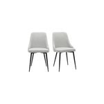 Chaises en tissu effet velours textur gris clair et mtal noir (lot de 2) cult