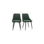 Chaises en tissu effet velours textur vert fonc et mtal noir (lot de 2) cult