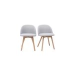 Chaises en tissu gris clair et bois clair massif (lot de 2) celeste
