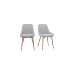 Chaises en tissu gris clair et bois clair massif (lot de 2) holo