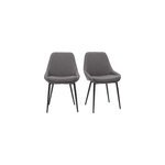 Chaises en tissu gris et m�tal noir (lot de 2) holo