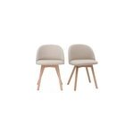 Chaises en tissu naturel et bois clair massif (lot de 2) celeste