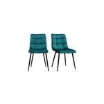 Chaises en tissu velours bleu canard et mtal noir (lot de 2) maxwell