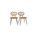 Chaises en tissu velours bronze et cannage rotin naturel (lot de 2) tolma