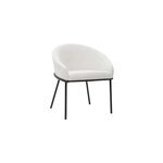 Chaise en tissu velours chenille blanc cass� et m�tal noir jenna