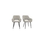 Chaises en tissu velours c�tel� taupe et m�tal noir (lot de 2) laurette