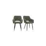 Chaises en tissu velours c�tel� vert kaki et m�tal noir (lot de 2) laurette