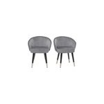 Chaises en tissu velours gris, bois noir et m�tal dor� (lot de 2) brizo