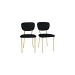 Chaises en tissu velours noir et mtal dor (lot de 2) lepidus