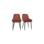 Chaises en tissu velours rouge tomette et m�tal noir (lot de 2) holo