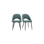 Chaises en tissu vert de gris et m�tal noir (lot de 2) cosette