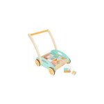 Chariot de marche en bois pastel pour b�b� avec blocs