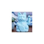 Chat japonais porte bonheur maneki neko bleu ciel