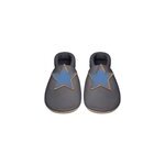 Chaussons bb cuir souple toile gris