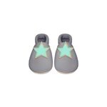 Chaussons bébé en cuir souple gris Chaussons bébé en cuir souple gris