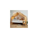 Ciel de lit cabane double gaze pois